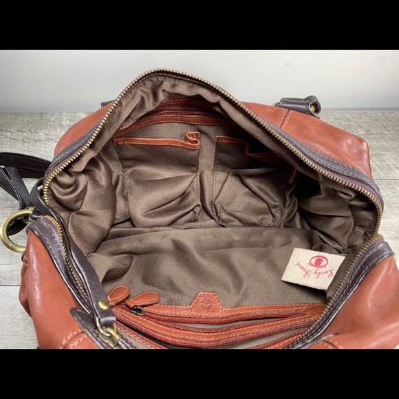 Lucky Brand Buttery Soft Brown Leather Shoulder Bag Satchel Hobo Boho Purse - Picture 7 of 8